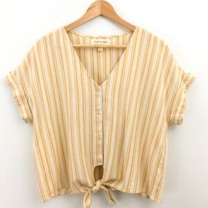 Cloth & Stone | Striped Tie Front Top
